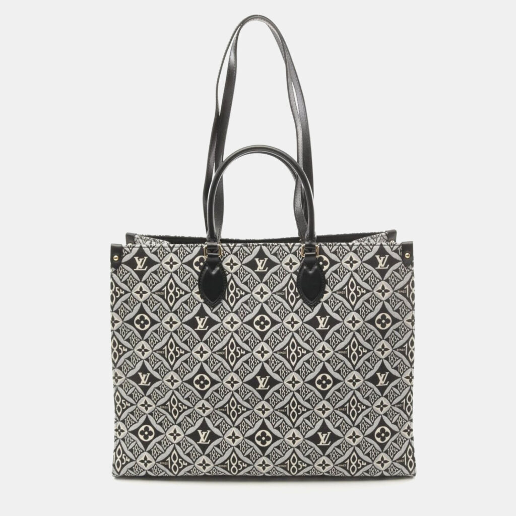 luxury-women-louis-vuitton-used-handbags-p1134751-006 Louis Vuitton Black Canvas Since 1854 OnTheGo GM Bag