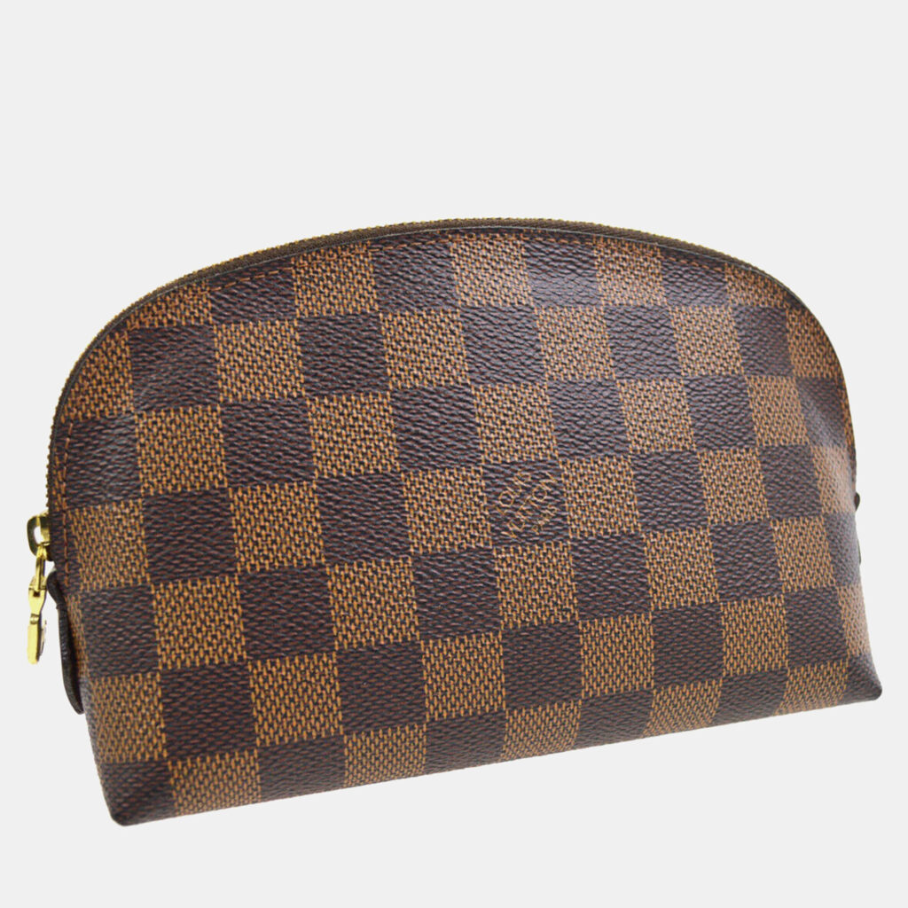 luxury-women-louis-vuitton-used-handbags-p1137103-004 Louis Vuitton Brown Damier Ebene Canvas Pochette Cosmetic Pouch