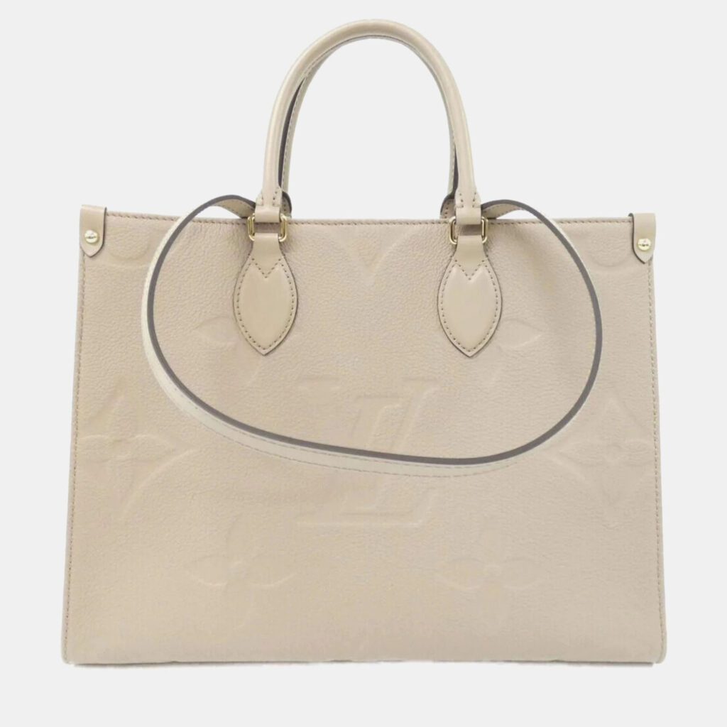 luxury-women-louis-vuitton-used-handbags-p1137213-001 Louis Vuitton Tourterelle Monogram Empreinte Leather OnTheGo MM Handbag