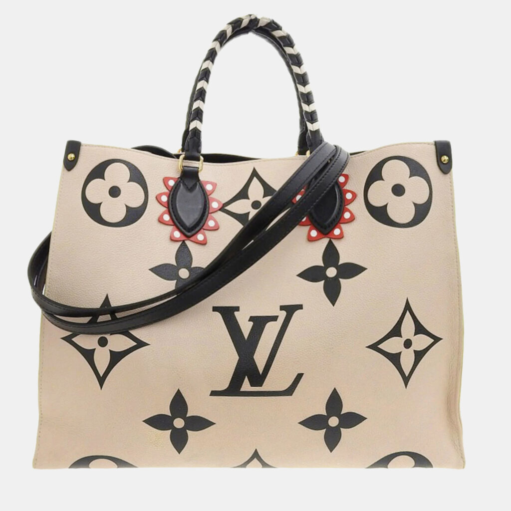 luxury-women-louis-vuitton-used-handbags-p1137269-016 Louis Vuitton Beige Giant Monogram Empreinte OnTheGo GM Tote Bag