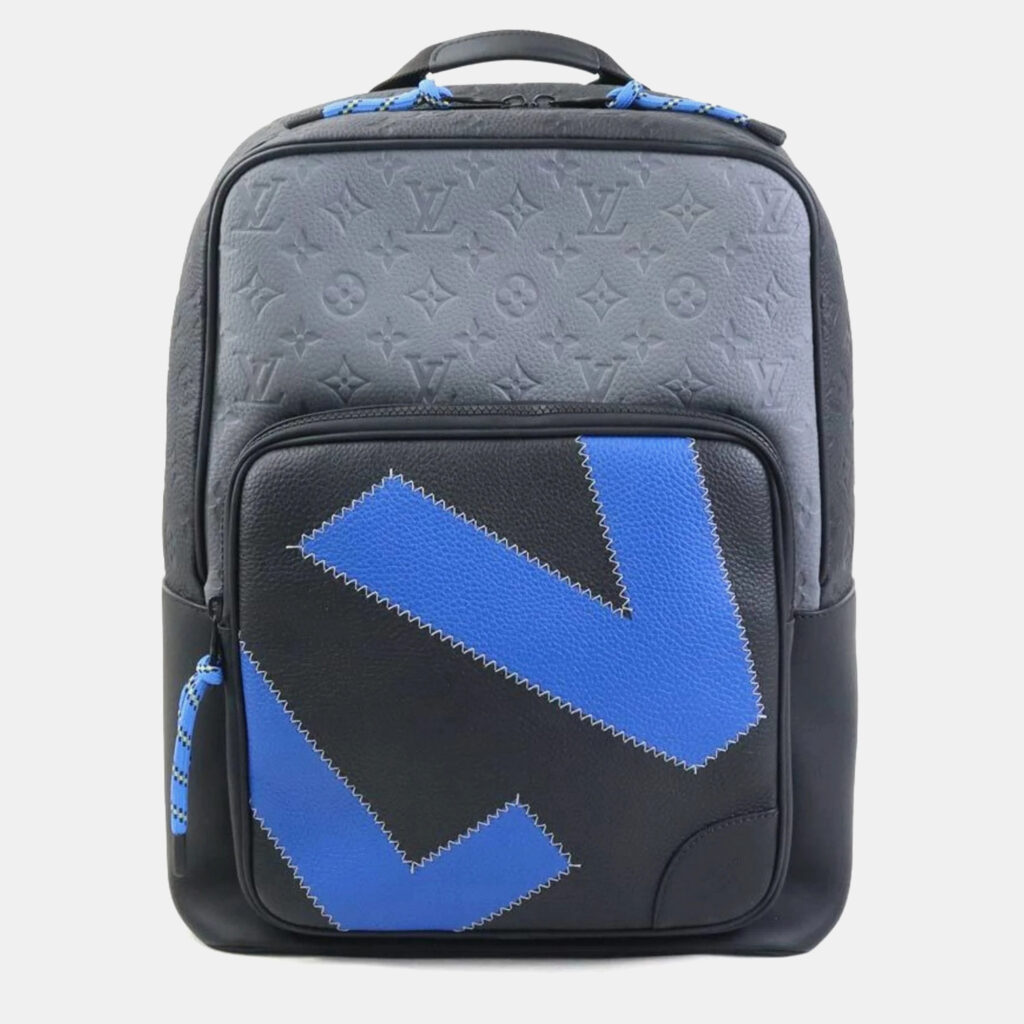 luxury-women-louis-vuitton-used-handbags-p1137271-006 Louis Vuitton Black and Blue Taurillon Leather Backpack