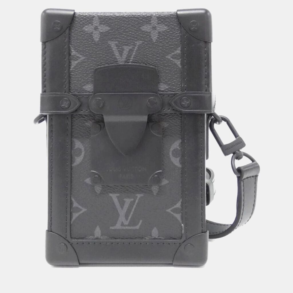 luxury-women-louis-vuitton-used-handbags-p1137307-006 Louis Vuitton Black Monogram Eclipse Vertical Trunk Wearable Wallet Bag