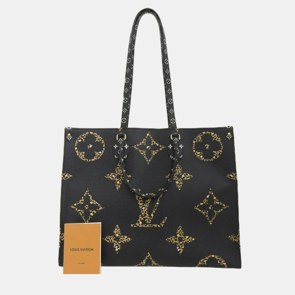 luxury-women-louis-vuitton-used-handbags-p1137477-006 Louis Vuitton Noir Canvas Giant Monogram Jungle OnTheGo GM Tote Bag