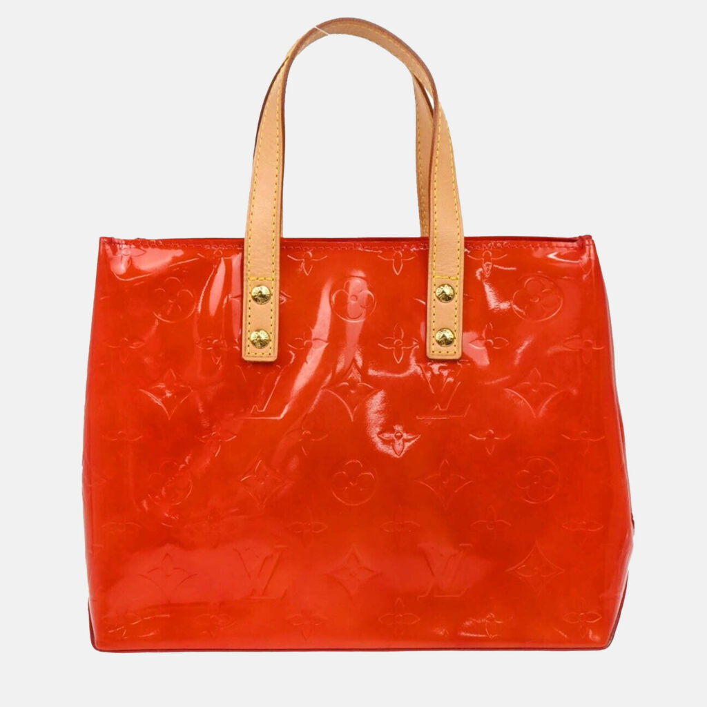 luxury-women-louis-vuitton-used-handbags-p1138575-009 Louis Vuitton Red Monogram Vernis Leather Reade PM Tote Bag