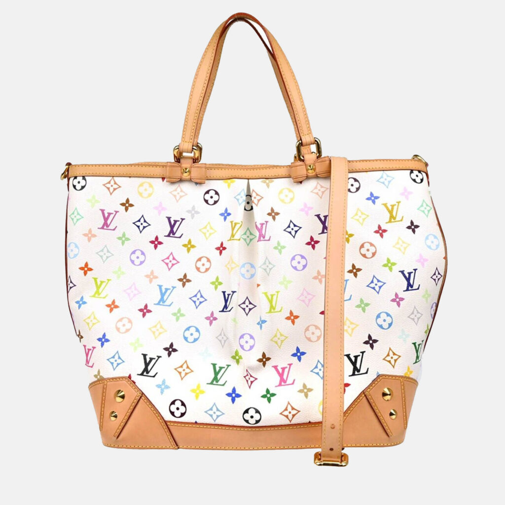 luxury-women-louis-vuitton-used-handbags-p1138602-007 Louis Vuitton White Multicolor Monogram Canvas Sharleen GM Tote Bag