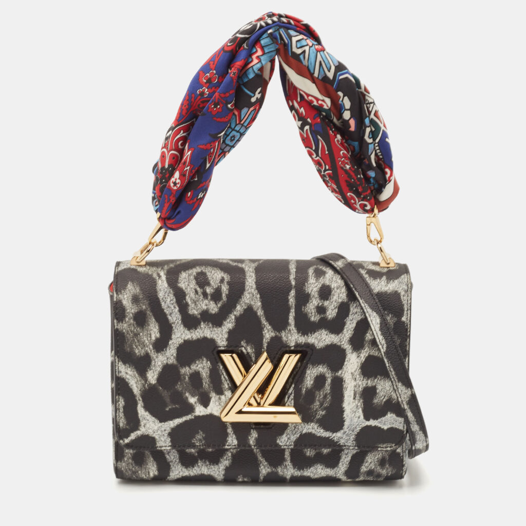 luxury-women-louis-vuitton-used-handbags-p1139525-012 Louis Vuitton Grey/Black Leopard Print Coated Canvas Twist MM Bag