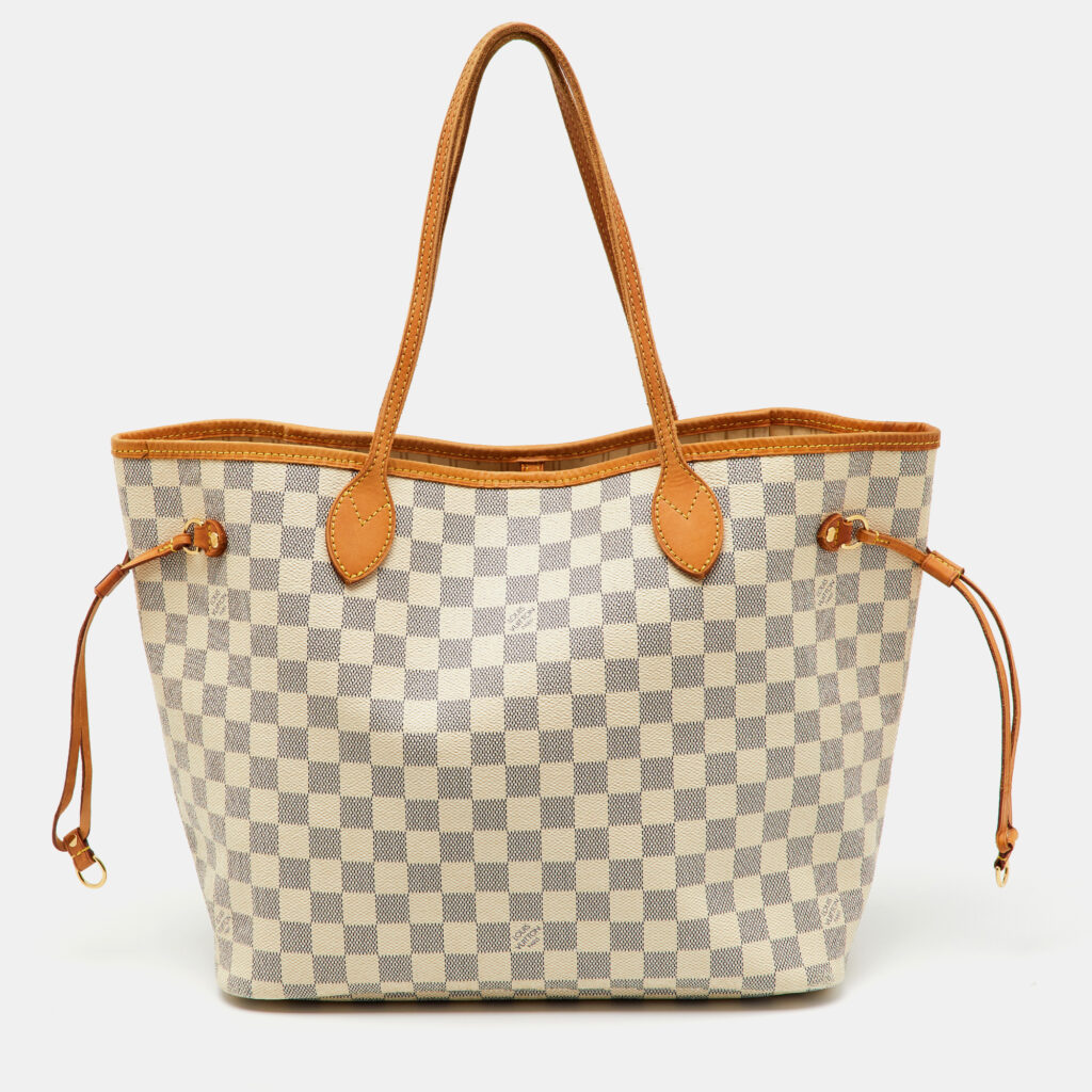 luxury-women-louis-vuitton-used-handbags-p1139789-009 Louis Vuitton Damier Azur Canvas Neverfull MM Bag