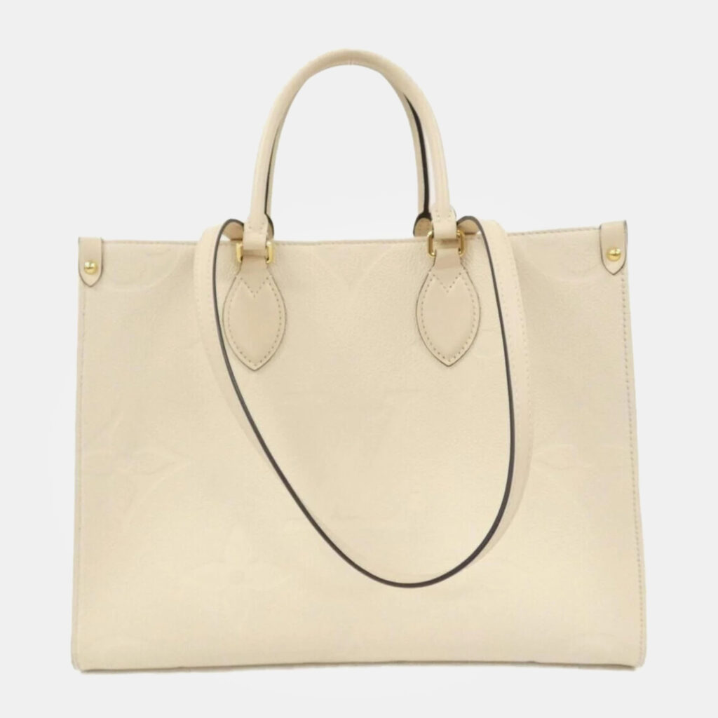 luxury-women-louis-vuitton-used-handbags-p1141100-005 Louis Vuitton Cream Monogram Empreinte Leather OnTheGo MM Handbag