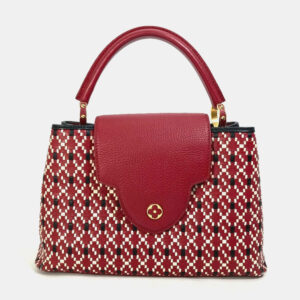 Louis Vuitton Red Woven Leather Capucines PM Handbag
