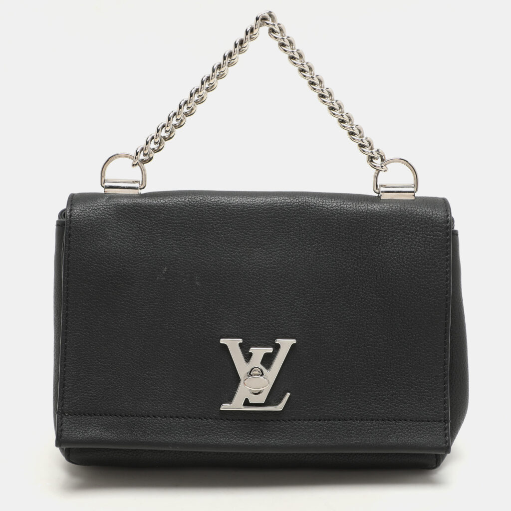 luxury-women-louis-vuitton-used-handbags-p1143070-013 Louis Vuitton Black Leather Lockme II BB Bag