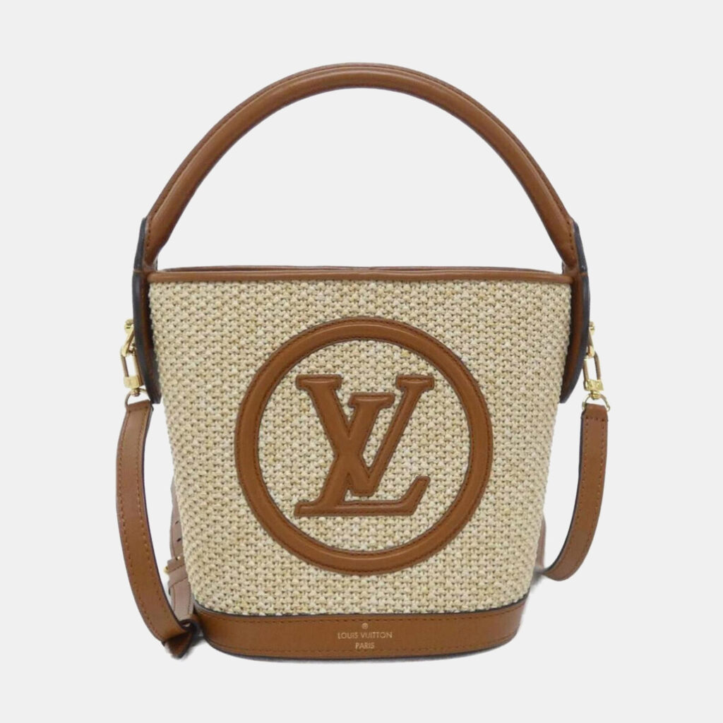 luxury-women-louis-vuitton-used-handbags-p1143264-005 Louis Vuitton Beige/Brown Spring In The City Petite Bucket Handbag