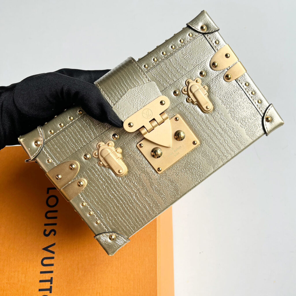 Louis Vuitton Gold Leather Small Trunk Shoulder Bag