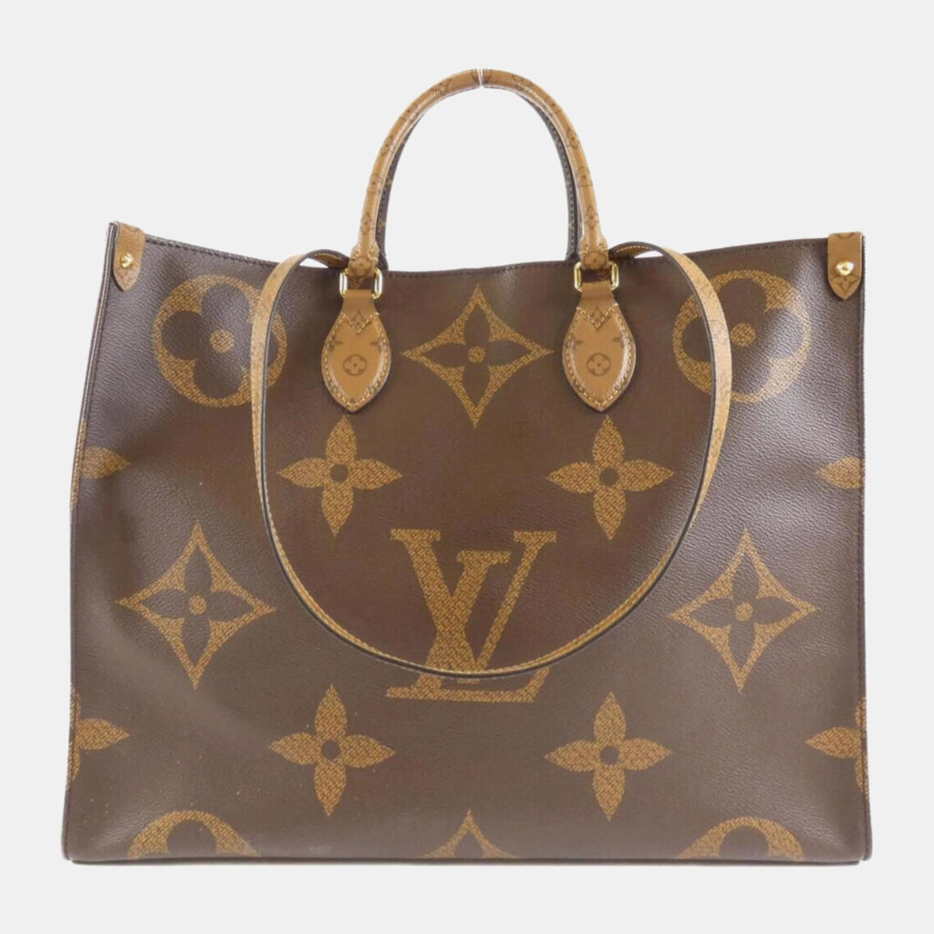 luxury-women-louis-vuitton-used-handbags-p1145165-017 Louis Vuitton Brown Monogram Canvas Giant OnTheGo GM Tote Bag