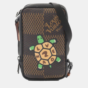 Louis Vuitton Brown and Multicolor Damier Giant Canvas NIGO Double Phone Shoulder Bag