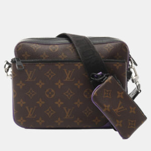 Louis Vuitton Purple, Brown and Black Monogram Macassar Canvas Trio Messenger Shoulder Bag