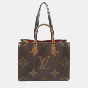 Louis Vuitton Beige and Brown Monogram Giant Reverse Canvas On the Go MM Tote Bag