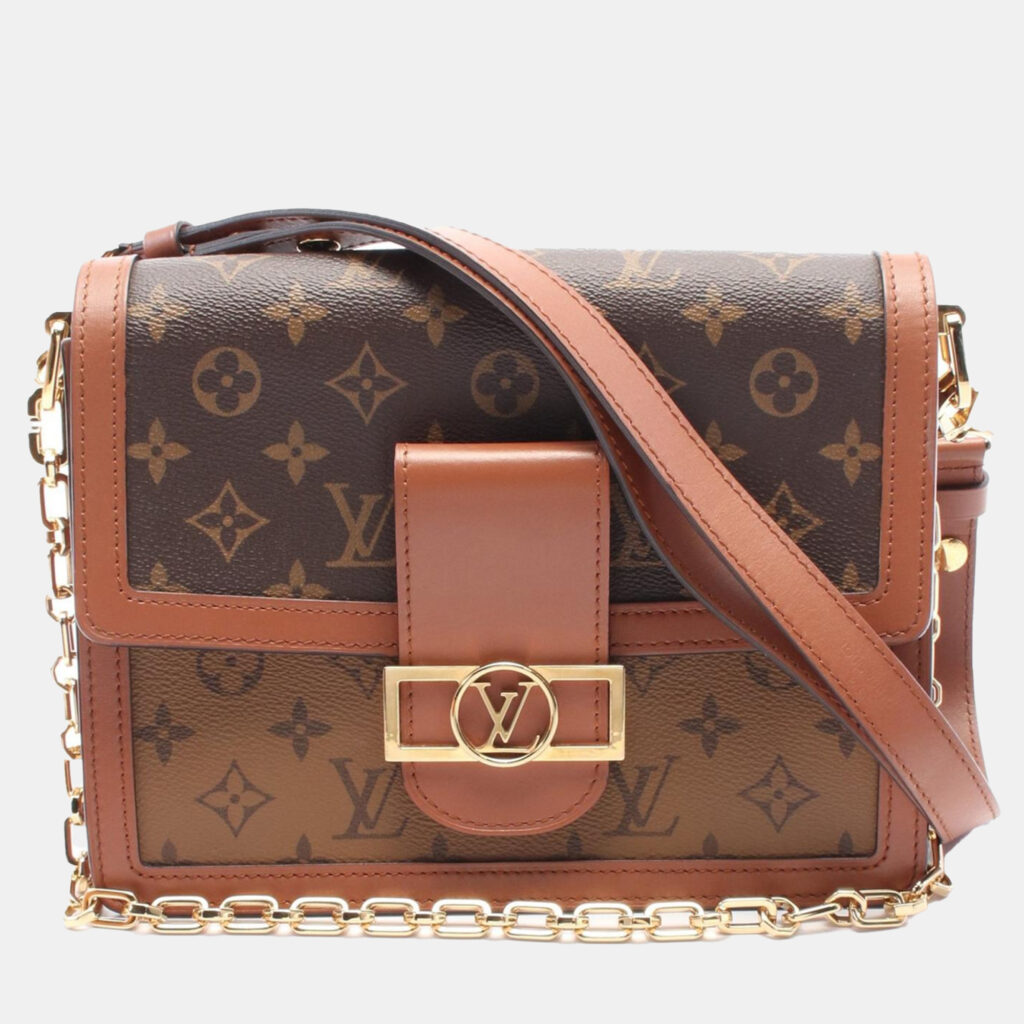 luxury-women-louis-vuitton-used-handbags-p1146927-004 Louis Vuitton Brown Monogram Reverse Canvas Dauphine Shoulder Bag