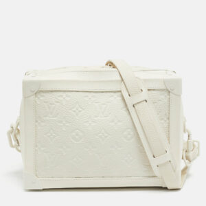 louis vuitton powder white monogram taurillon leather soft trunk bag