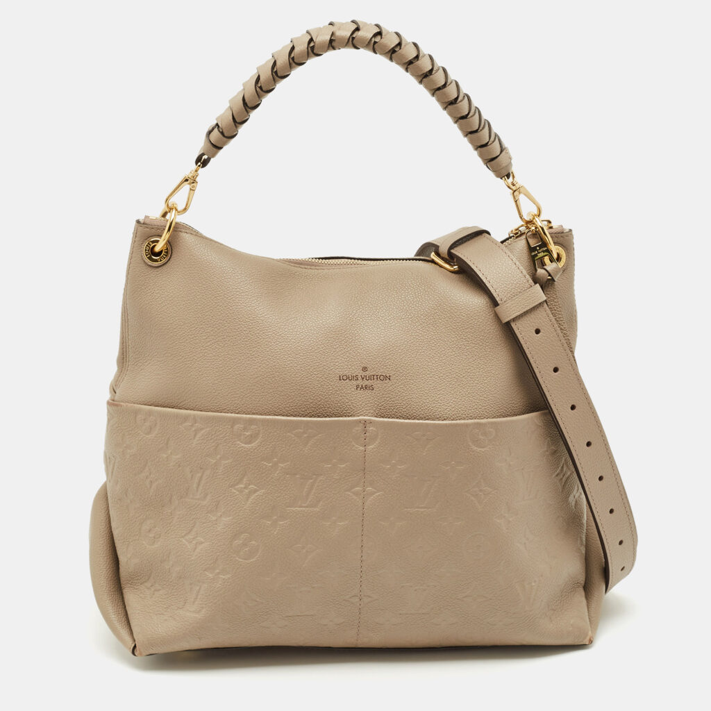 luxury-women-louis-vuitton-used-handbags-p1148709-012.jpg Louis Vuitton Tourterelle Monogram Empreinte Leather Maida Bag