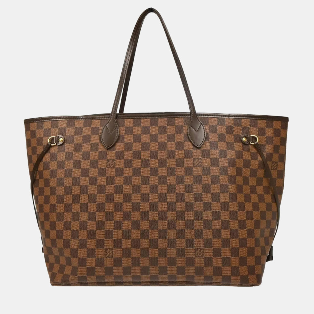 luxury-women-louis-vuitton-used-handbags-p1149034-009 Louis Vuitton Brown Damier Ebene Neverfull GM Tote Handbag