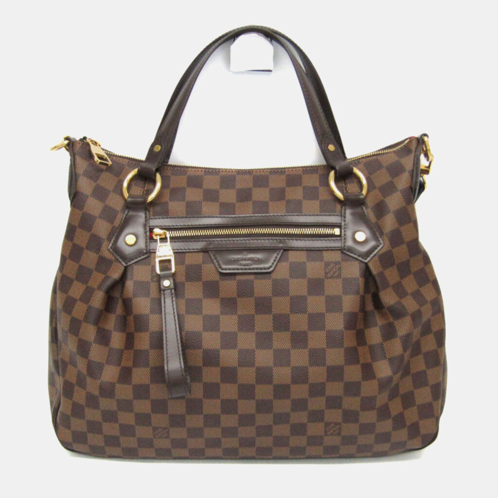 luxury-women-louis-vuitton-used-handbags-p1150326-008 Louis Vuitton Damier Ebene Canvas Evora MM Shoulder Bag