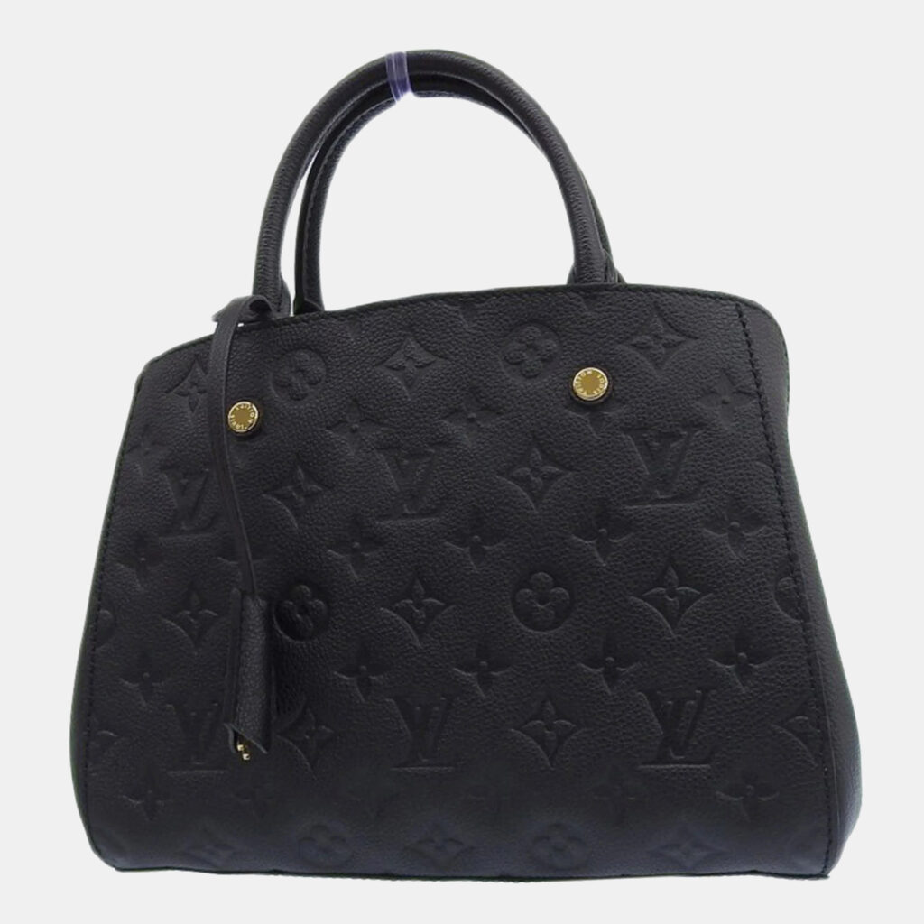 luxury-women-louis-vuitton-used-handbags-p1150707-007 Louis Vuitton Black Leather Monogram Empreinte Montaigne BB Handbag