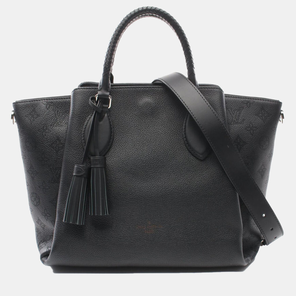 luxury-women-louis-vuitton-used-handbags-p1150758-003 Louis Vuitton Black Leather Mahina Haumea Satchel Bag