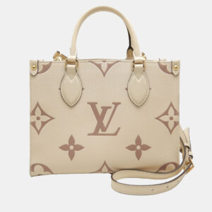 Louis Vuitton Cream Bicolor Monogram Empreinte Leather OnTheGo PM Tote Bag