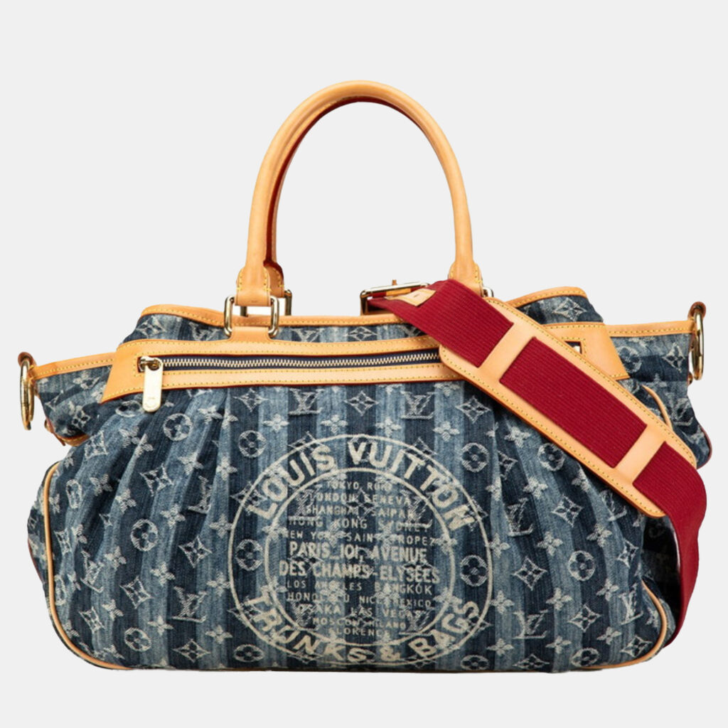 luxury-women-louis-vuitton-used-handbags-p1150792-006 Louis Vuitton Indigo Blue Canvas Denim Porte Epaule Raye Cabas GM Handbag