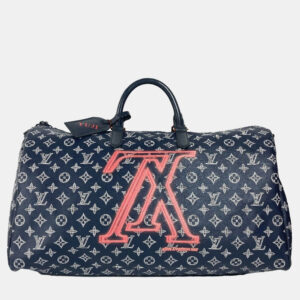 Louis Vuitton Navy Monogram Canvas Ink Upside Down Keepall Bandouliere 50 Travel Bag