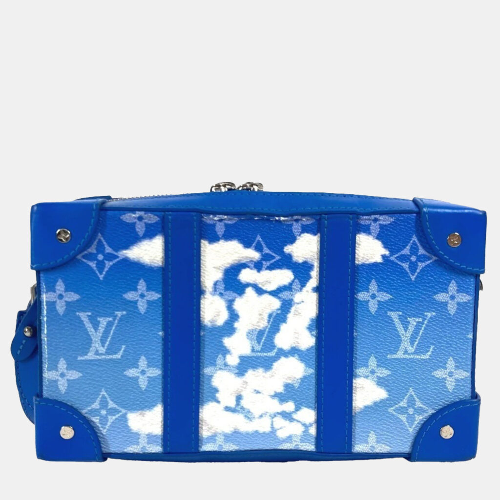 luxury-women-louis-vuitton-used-handbags-p1150799-001 Louis Vuitton Blue Monogram Canvas Clouds Soft Trunk
