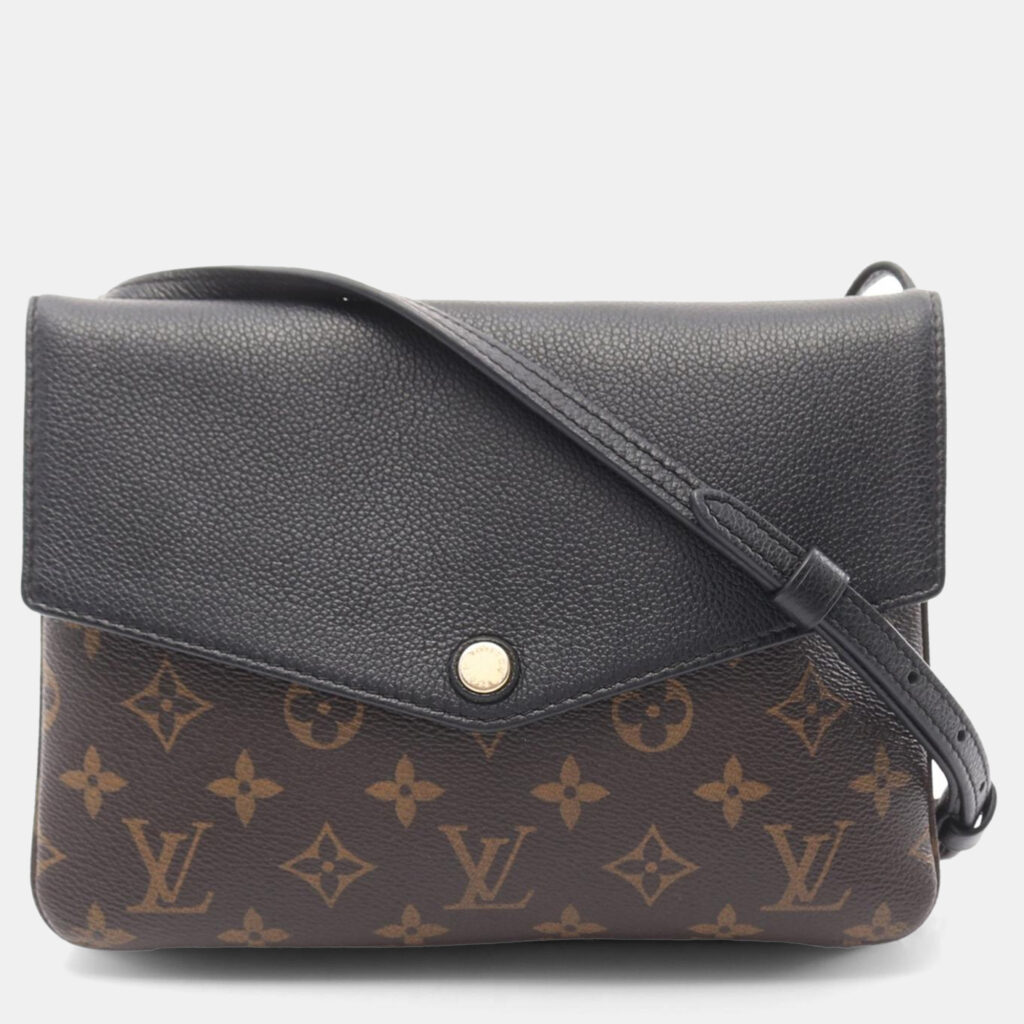 luxury-women-louis-vuitton-used-handbags-p1151643-007 Louis Vuitton Brown Black Monogram Twice Shoulder Bag