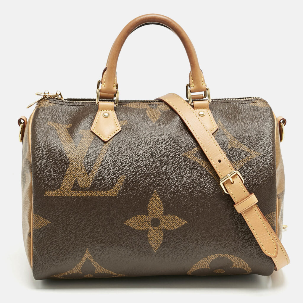 luxury-women-louis-vuitton-used-handbags-p1152218-016 Louis Vuitton Giant Monogram Reverse Canvas Speedy Bandouliere 30 Bag