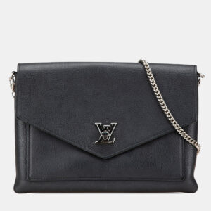louis vuitton black leather mylockme chain pochette