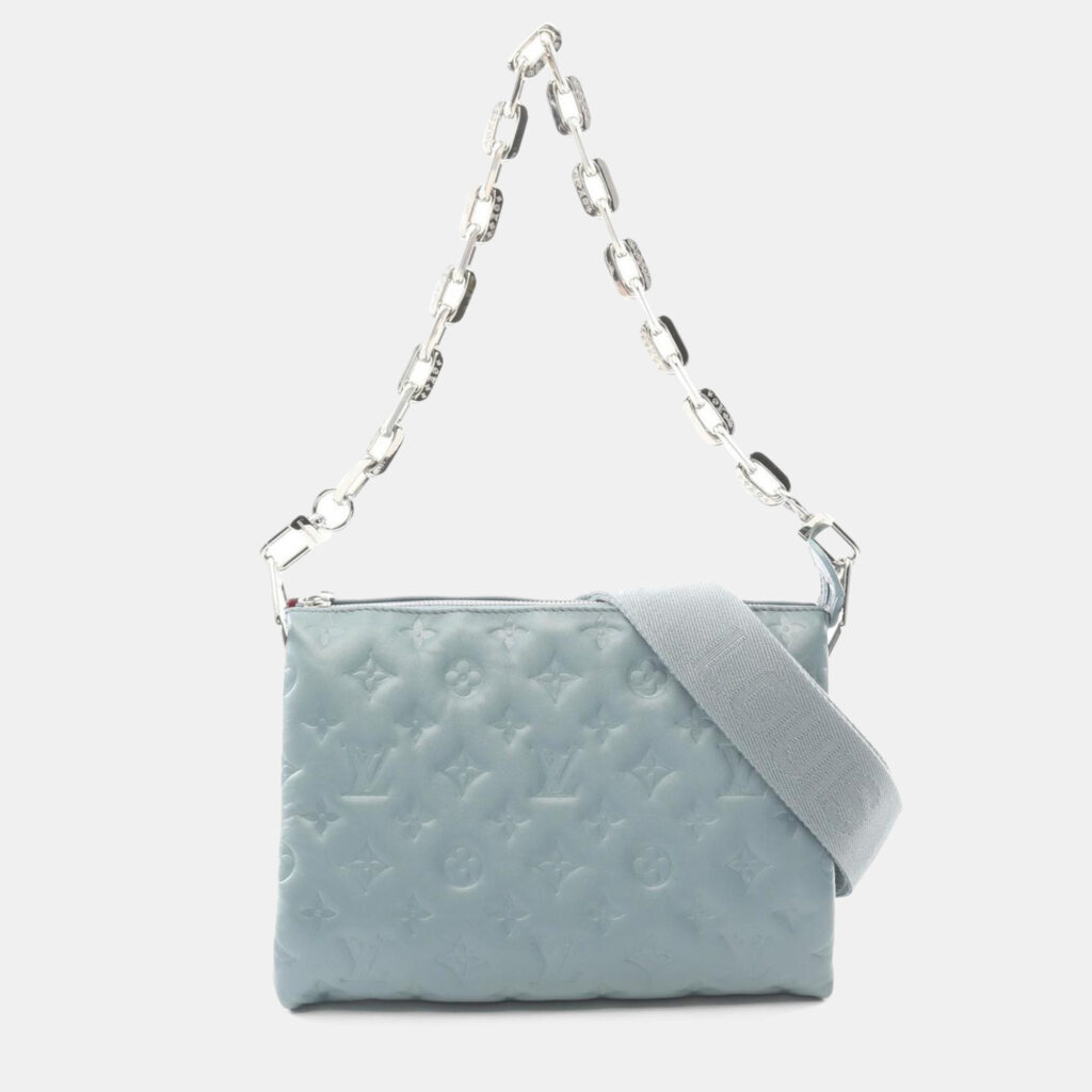luxury-women-louis-vuitton-used-handbags-p1153566-003 Louis Vuitton Blue Leather Coussin PM Shoulder Bag