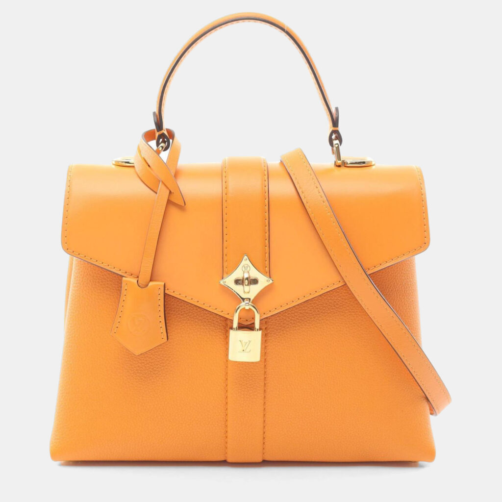 luxury-women-louis-vuitton-used-handbags-p1153584-007 Louis Vuitton Orange Leather Rose des Vents PM Top Handle Bag