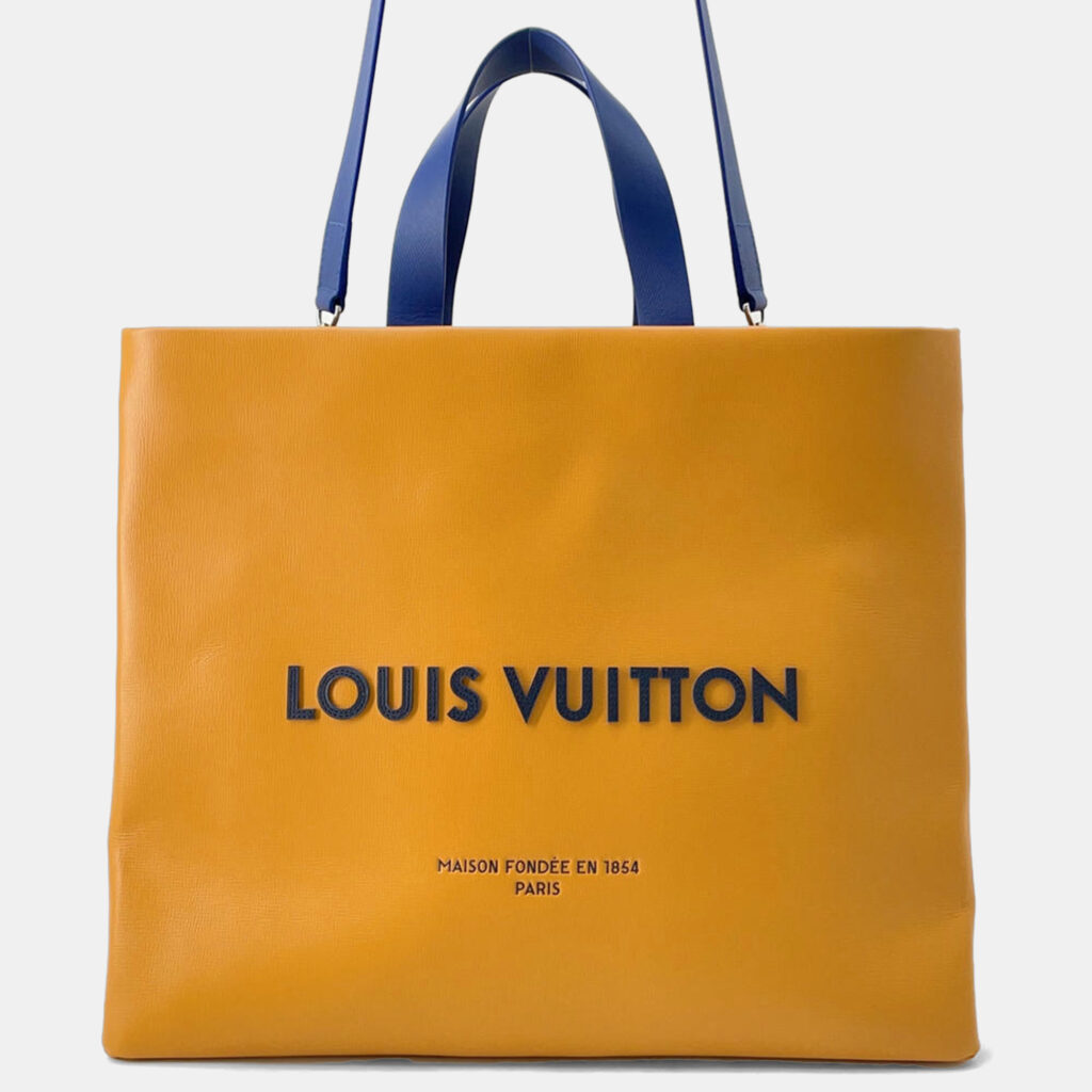 luxury-women-louis-vuitton-used-handbags-p1153922-001 Louis Vuitton Saffron Leather MM Shopper Tote Bag