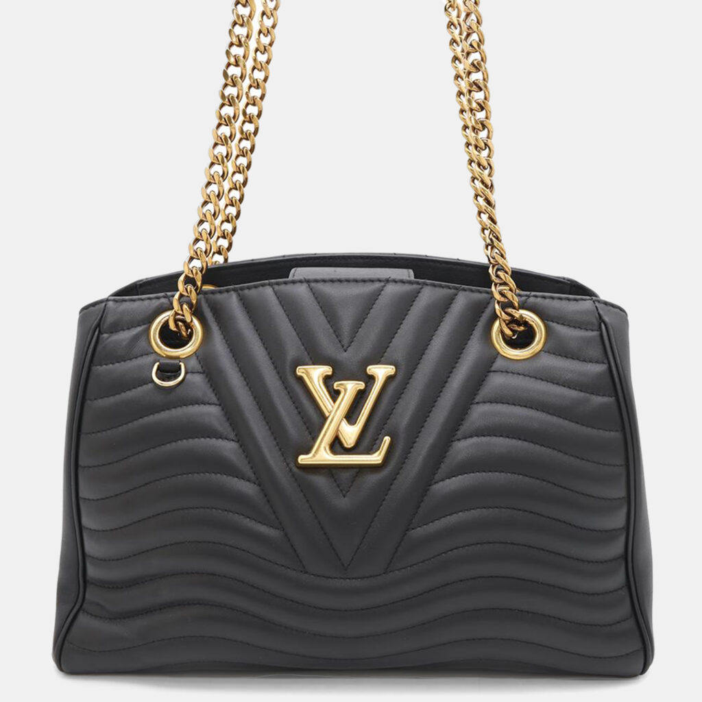 luxury-women-louis-vuitton-used-handbags-p1153931-013 Louis Vuitton Noir Calf Leather New Wave Chain Tote Bag