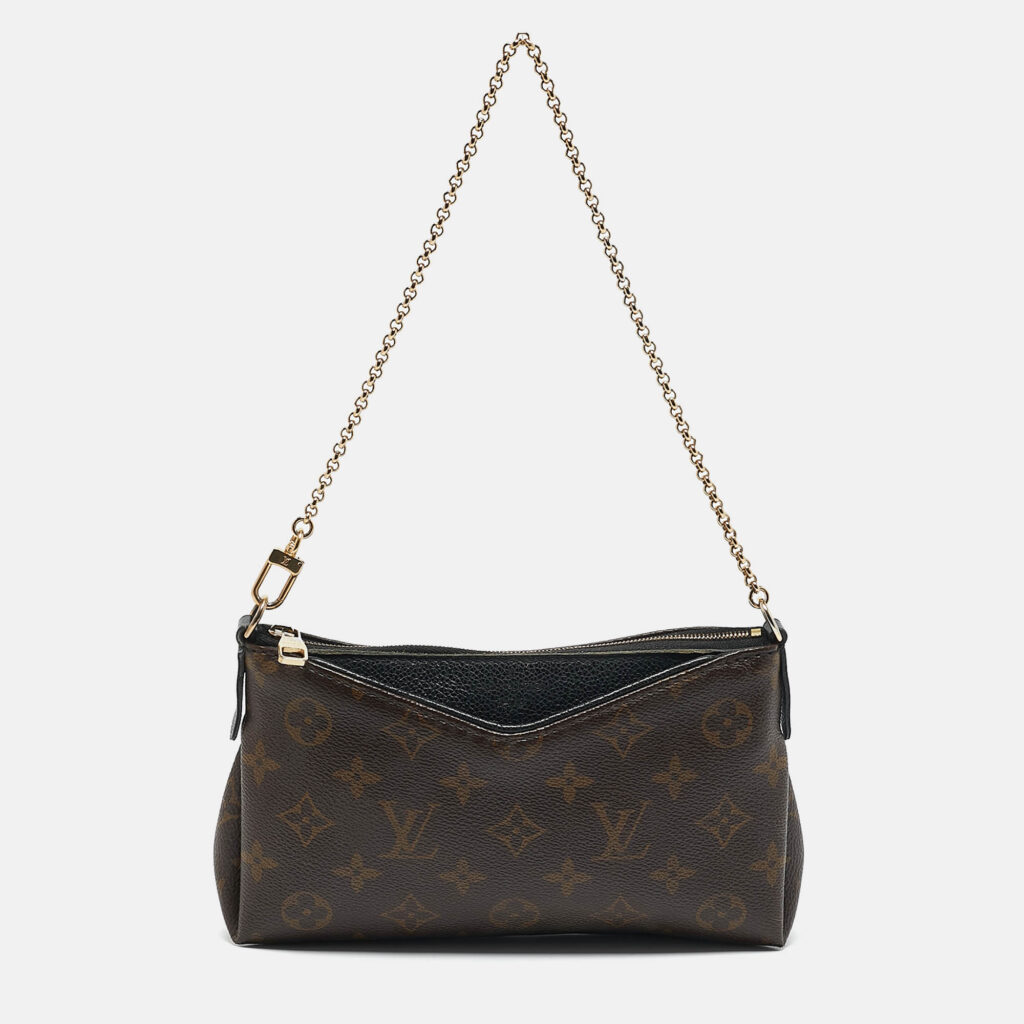 luxury-women-louis-vuitton-used-handbags-p1154550-016 Louis Vuitton Black Monogram Canvas Pallas Chain Clutch