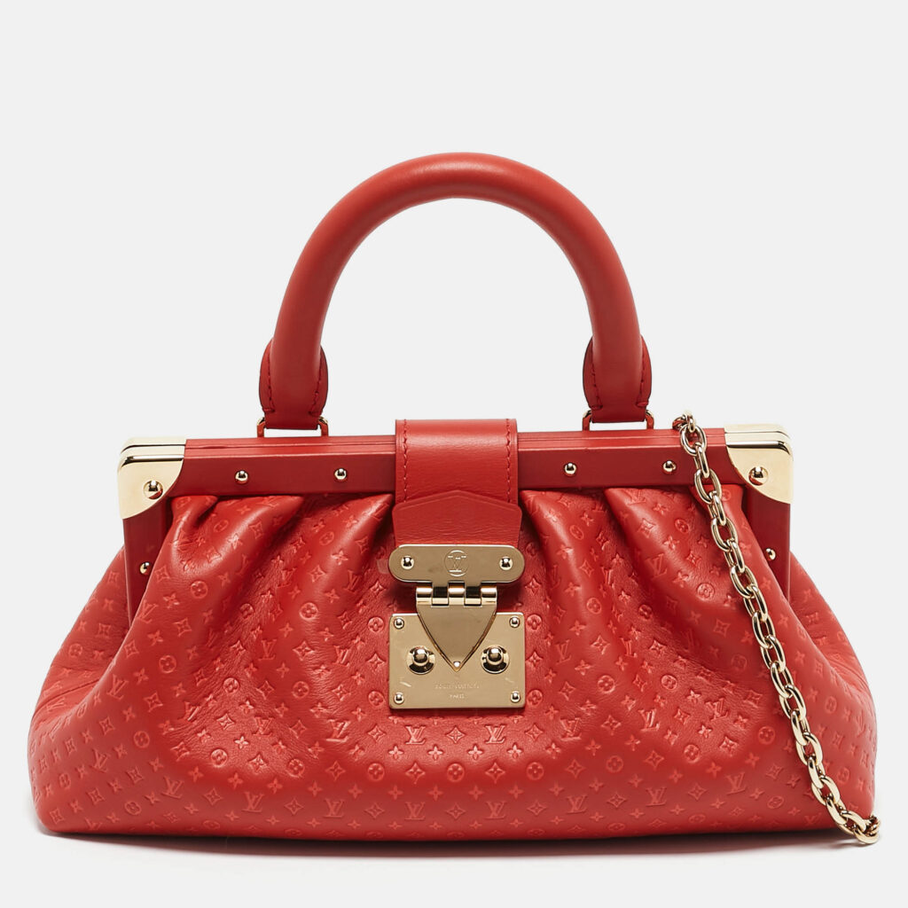 luxury-women-louis-vuitton-used-handbags-p1154579-012 Louis Vuitton Red Nanogram Leather Clutch