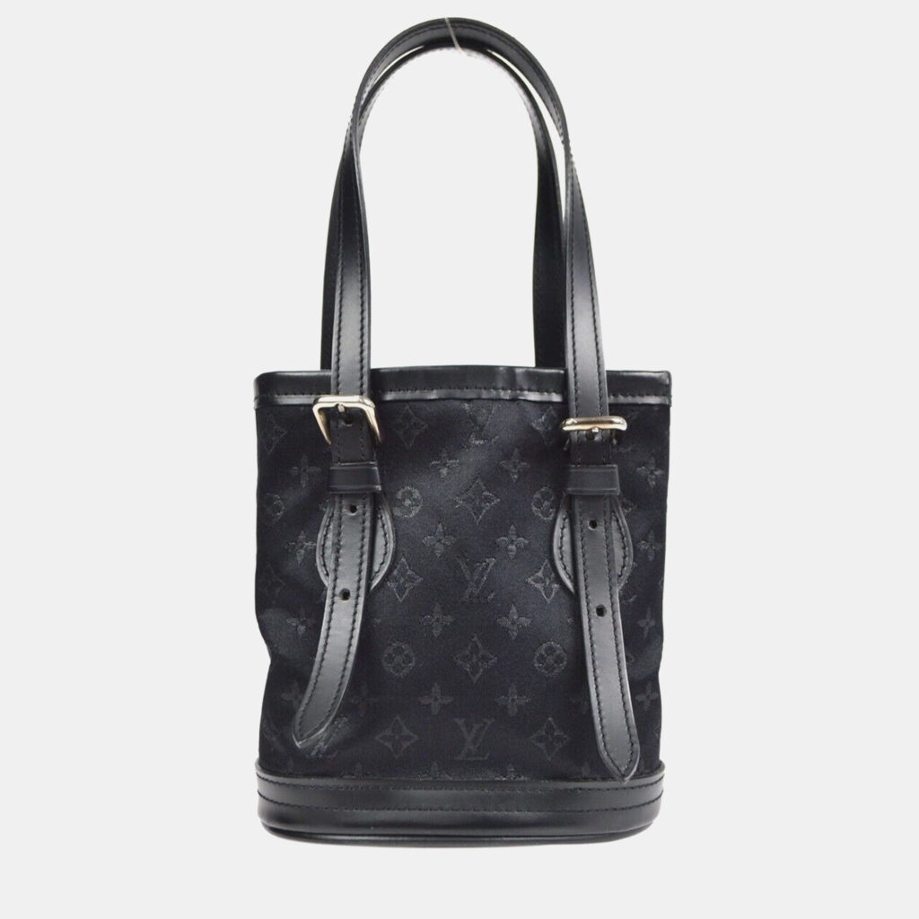 Louis Vuitton Black Monogram Satin Little Bucket Bag