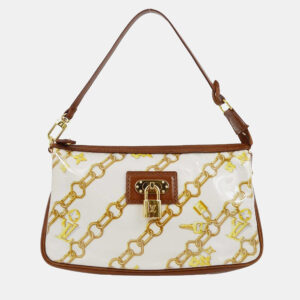 Louis Vuitton Brown Vinyl, Leather Pochette Accessoires Shoulder Bag