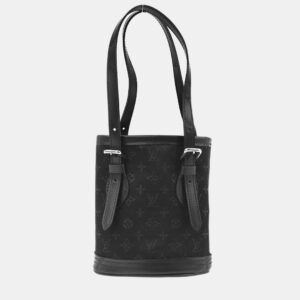 Louis Vuitton Black Monogram Satin Little Bucket Bag