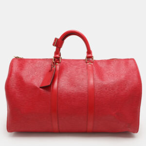 Louis Vuitton Red Epi Leather Keepall 50 Bag