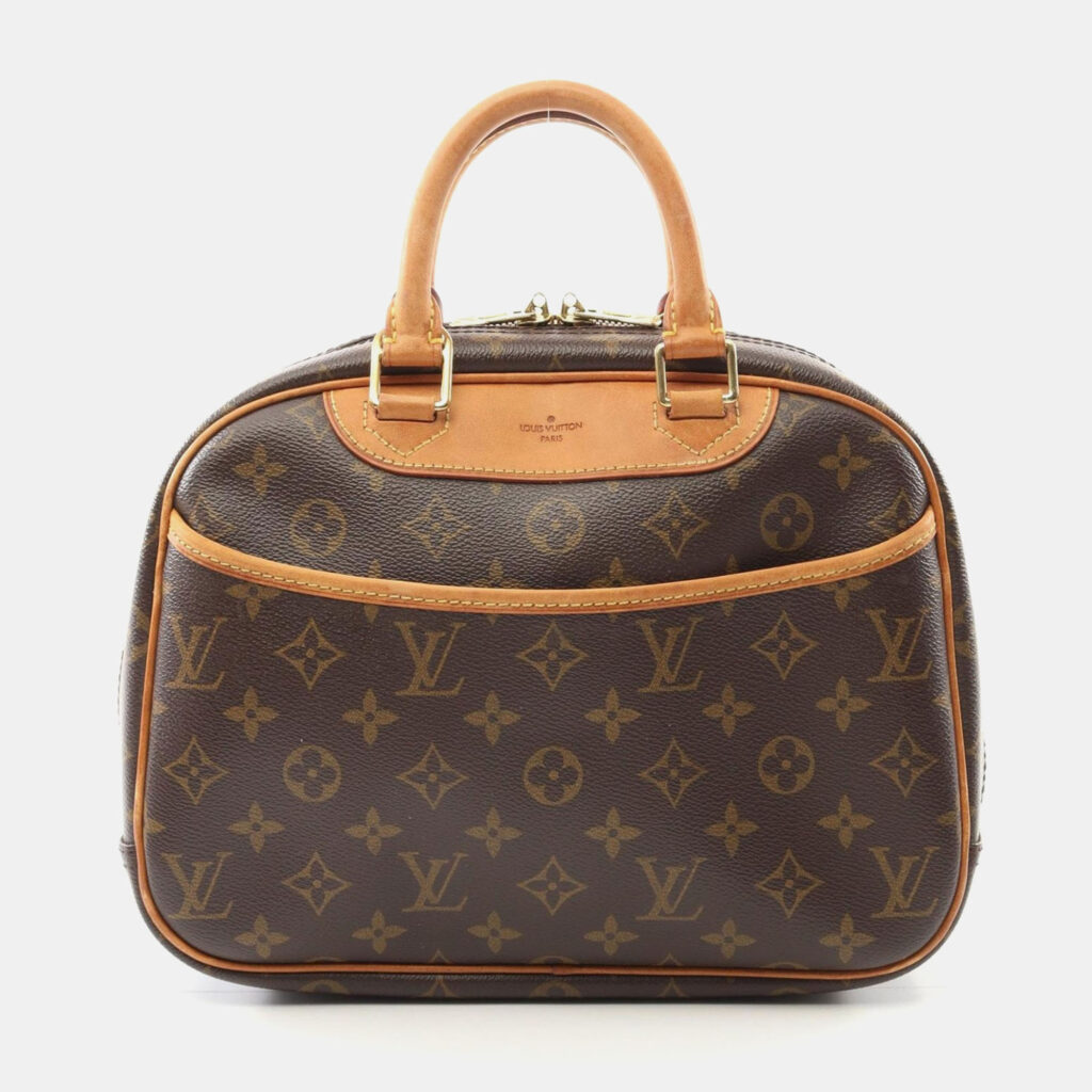 luxury-women-louis-vuitton-used-handbags-p1157028-004 Louis Vuitton Brown Monogram Canvas Leather Trouville Handbag