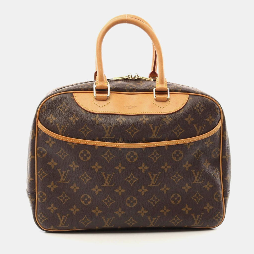 luxury-women-louis-vuitton-used-handbags-p1157045-018 Louis Vuitton Brown Monogram Deauville Bowling Handbag