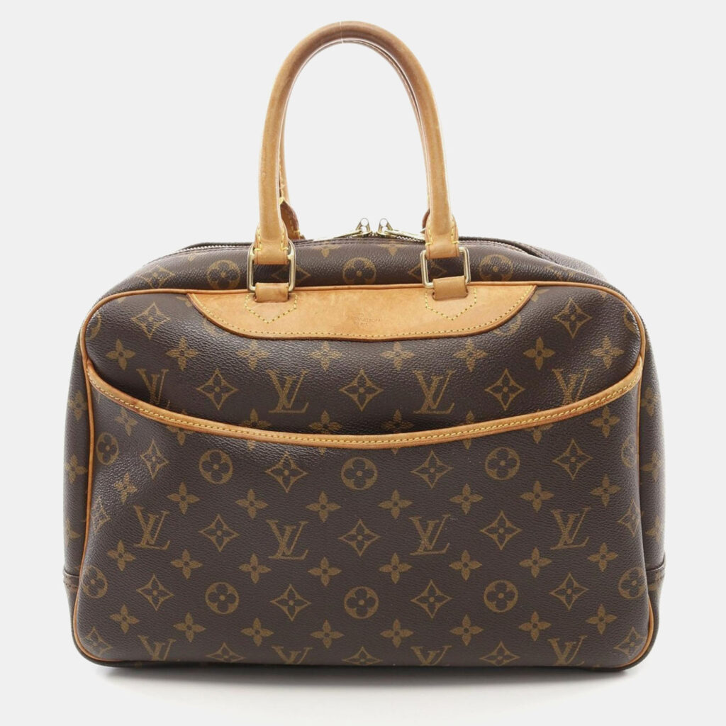 luxury-women-louis-vuitton-used-handbags-p1157047-022 Louis Vuitton Brown Monogram Deauville Bowling Handbag