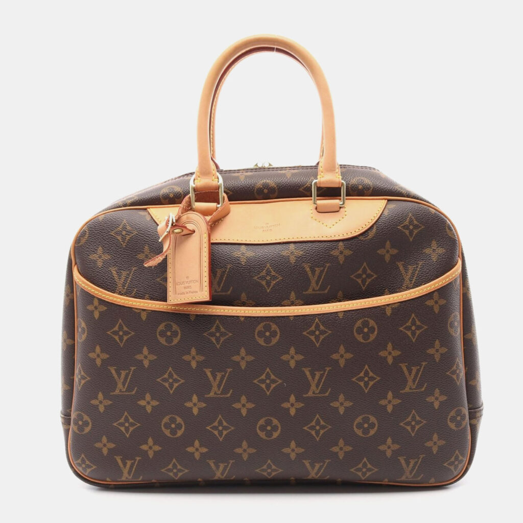 luxury-women-louis-vuitton-used-handbags-p1157048-014 Louis Vuitton Brown Monogram Deauville Bowling Handbag