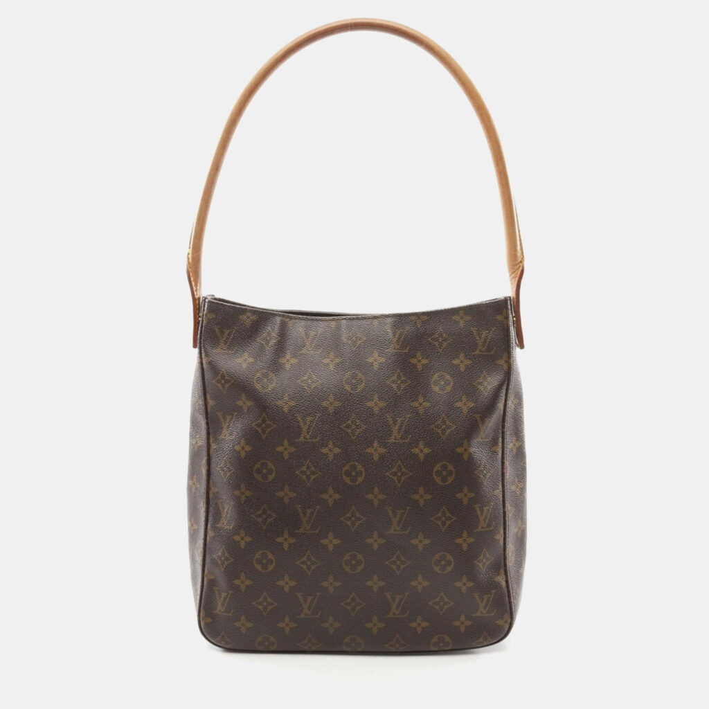luxury-women-louis-vuitton-used-handbags-p1157141-001 Louis Vuitton Brown Monogram Canvas Looping GM Shoulder Bag