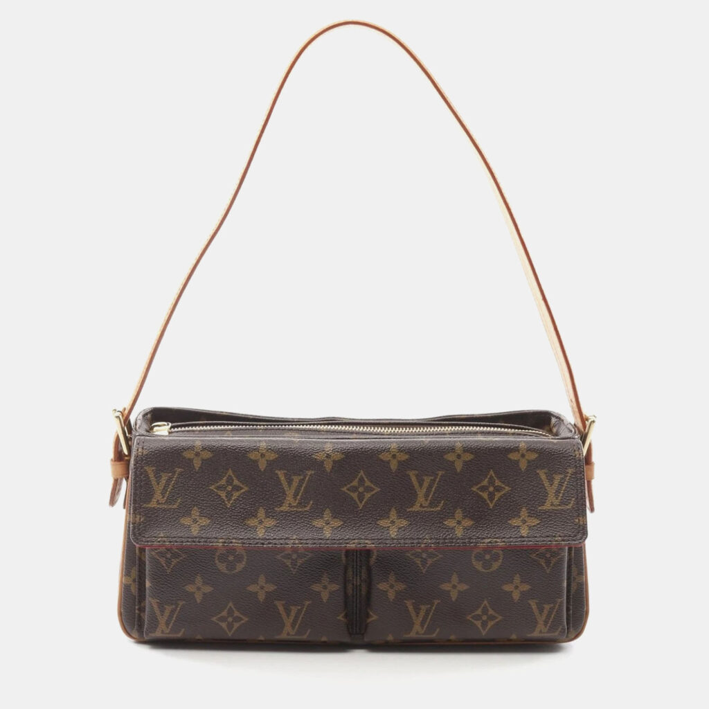 luxury-women-louis-vuitton-used-handbags-p1157148-009 Louis Vuitton Brown Monogram Canvas Vivacite MM Shoulder Bag